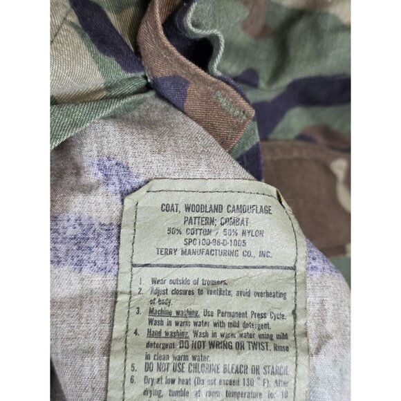 VINTAGE US Army USGI BDU Jacket Mens Large Regular Woodland Camo Combat Coat 90s - Picture 4 of 8
